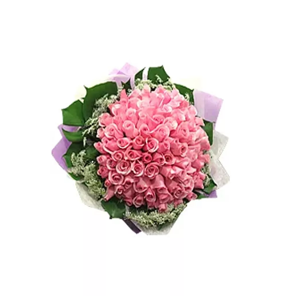 Beautiful Special Floral Gift of 99 Fiery Pink Roses