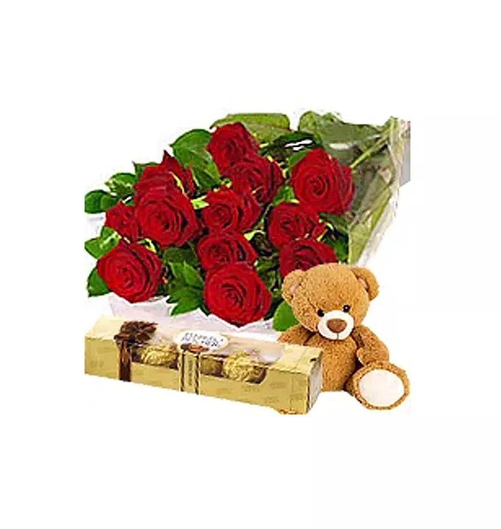 Breathtaking Choco Floral Love with a Snuggle Teddy