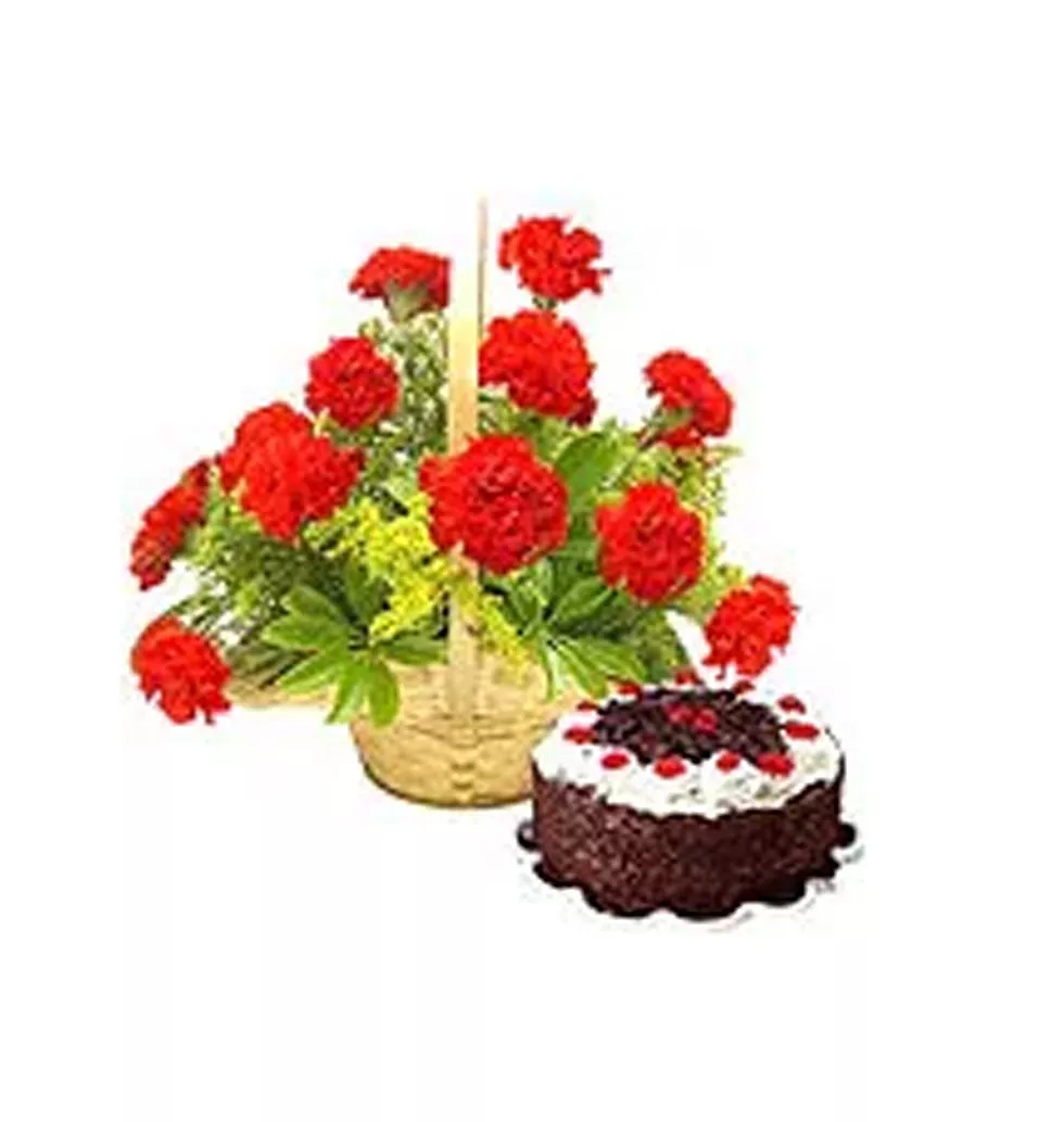 Distinctive One Dozen Gerberas Bouquet with Savory Cake