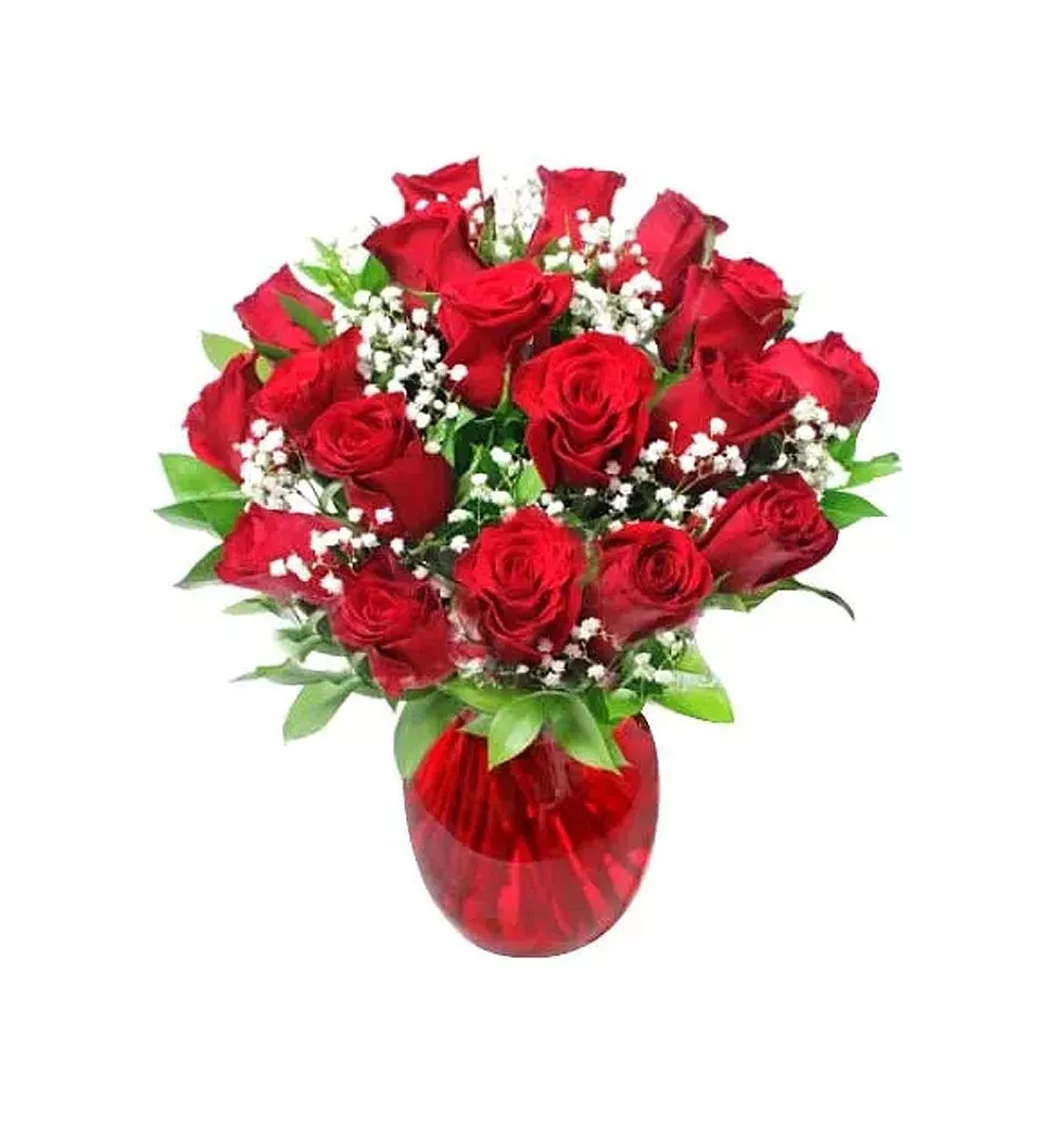 Charming Red Roses Bouquet with Precious Love