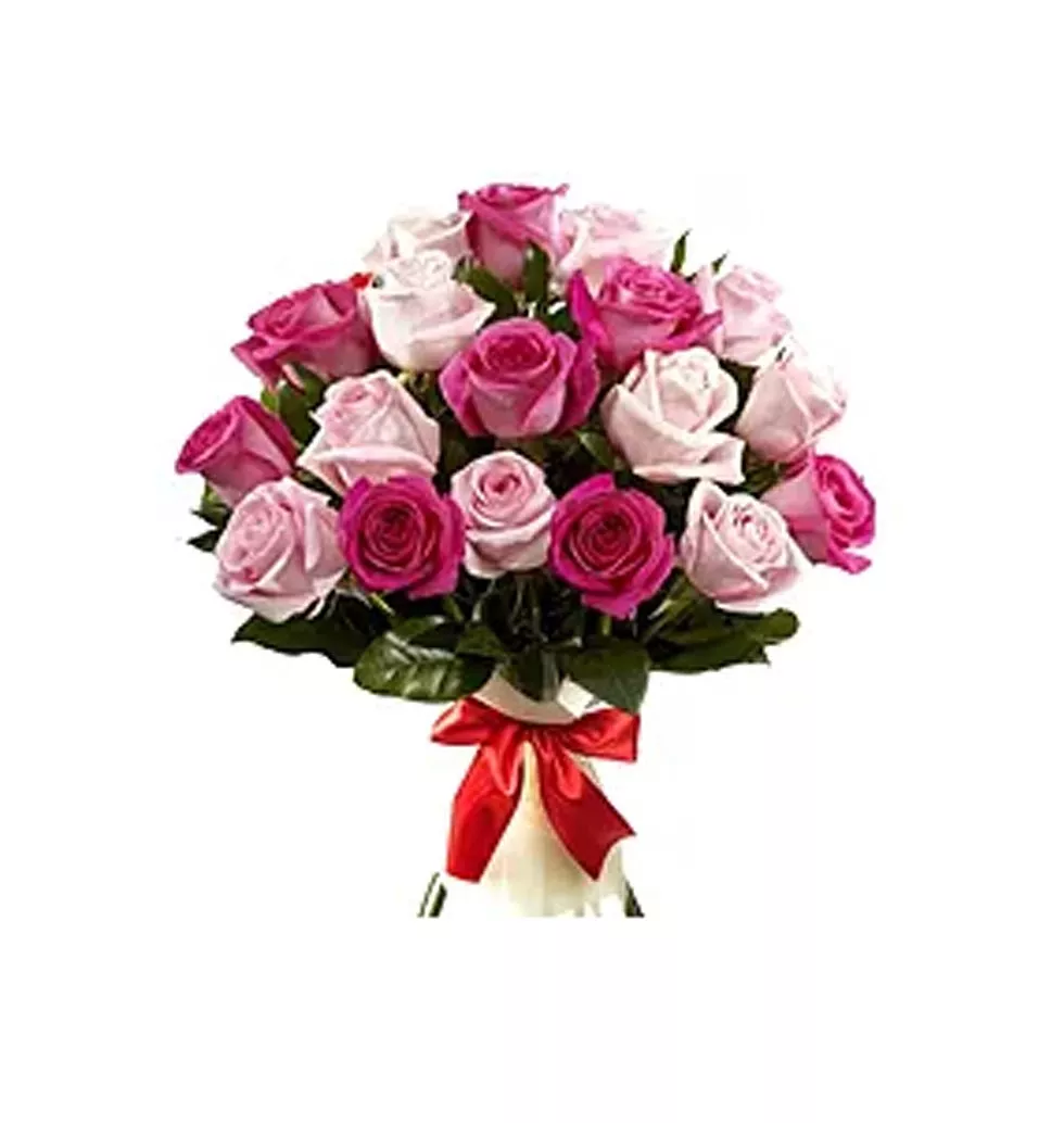Expressive Fantasy of 10 Pink Roses and 10 Fuchsia Roses