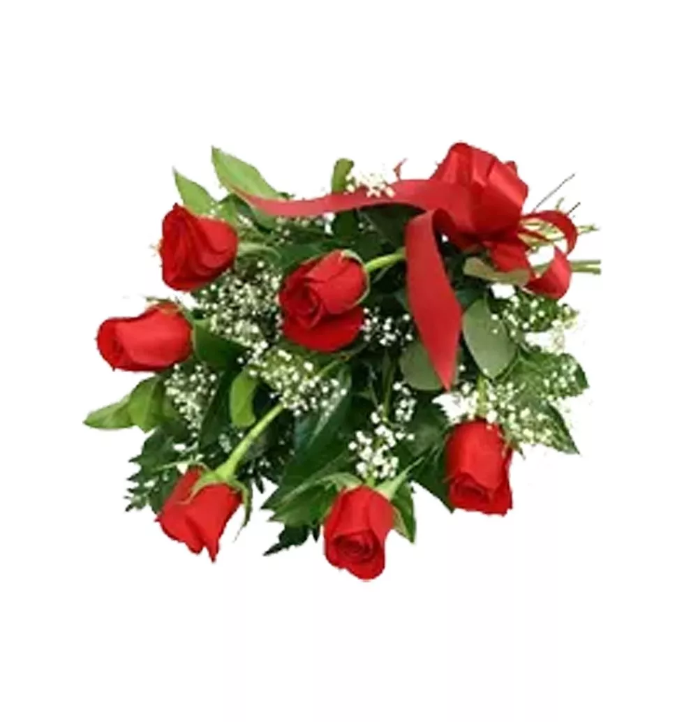 Chic 6 Large Headed Red Roses Love Bouquet