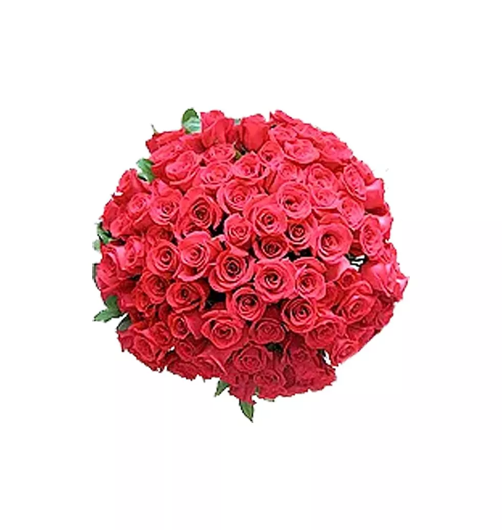 Cheerful 99 Long-Stemmed Red Roses of Passion