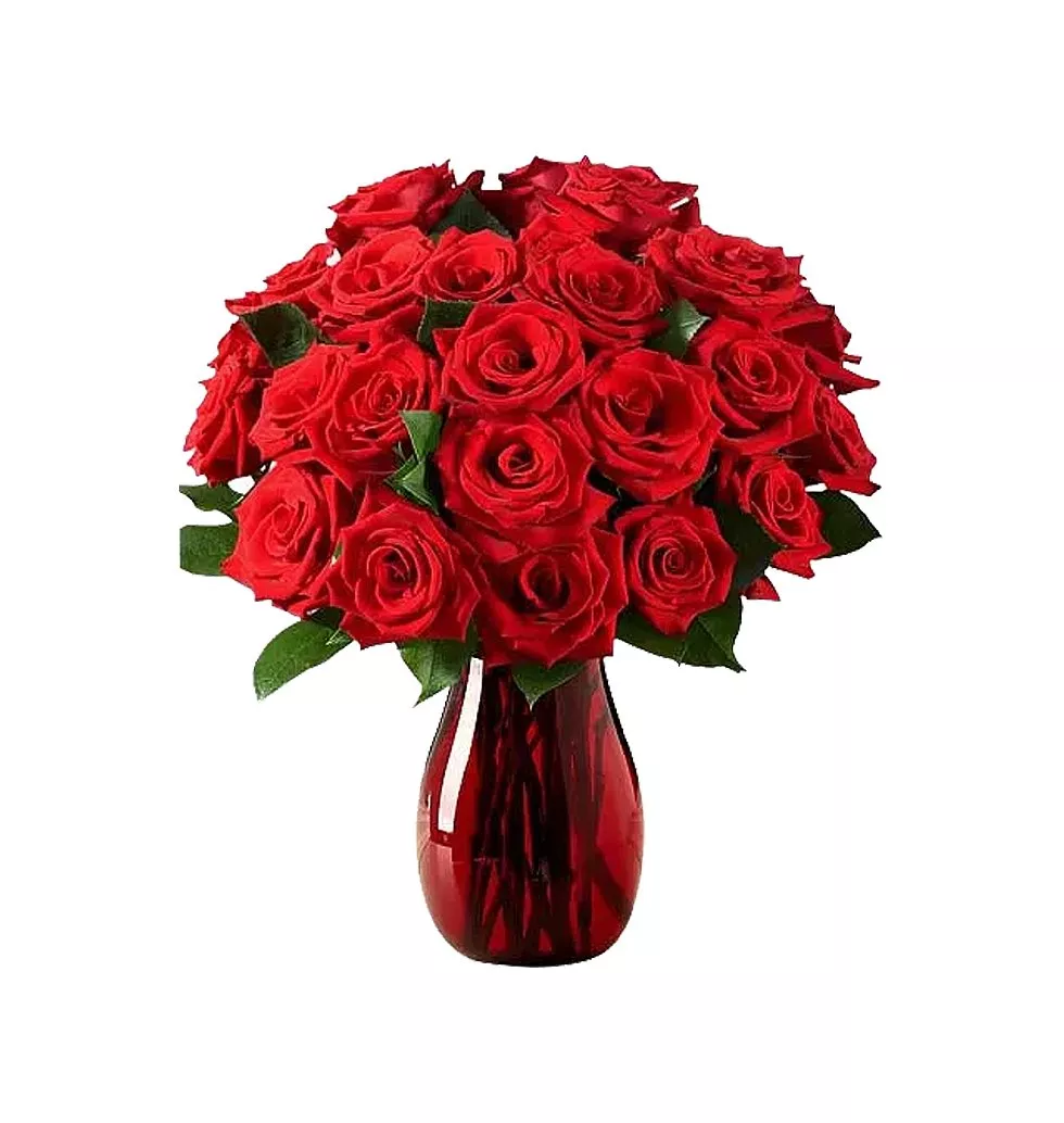 Artful 24 Ruby Red Roses Bouquet of Love