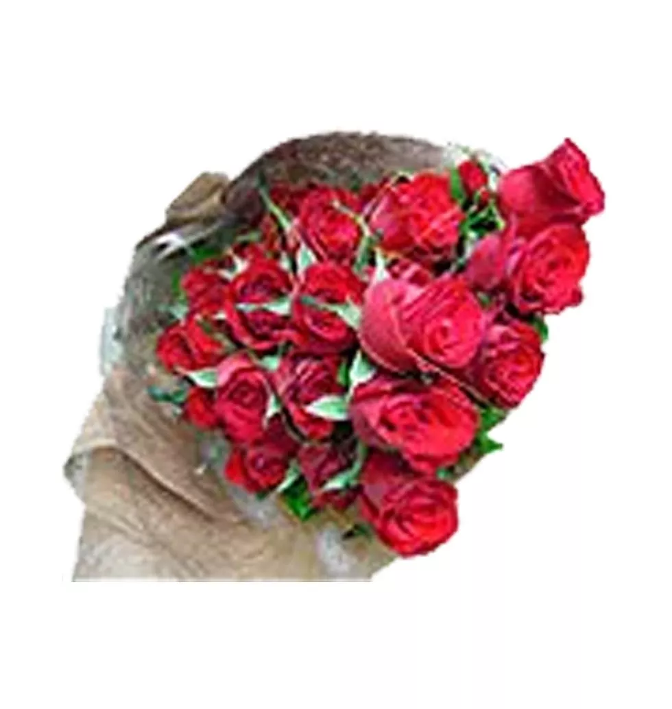 Color-Coordinated Sweet Romance Bunch of 30 Red Roses