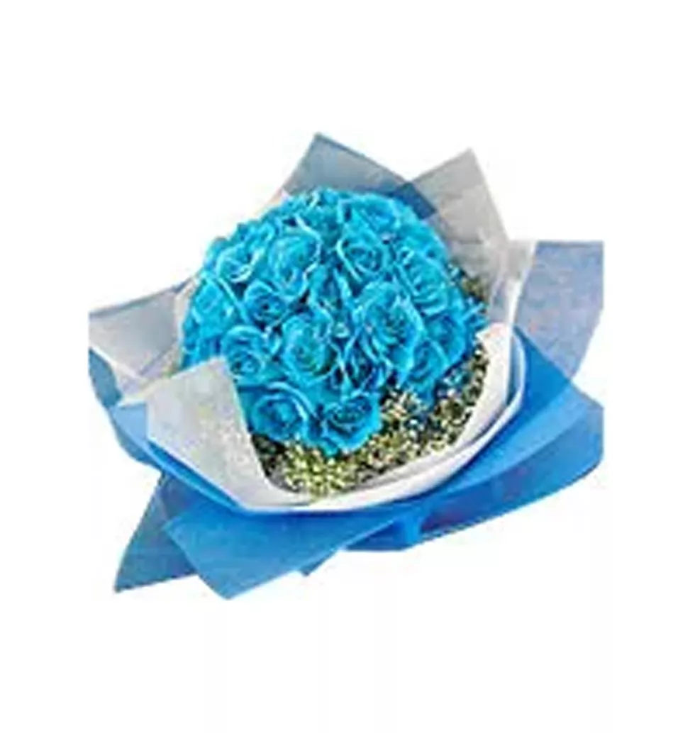 Magnificent Blooming Happiness Bundle of 50 Blue Roses