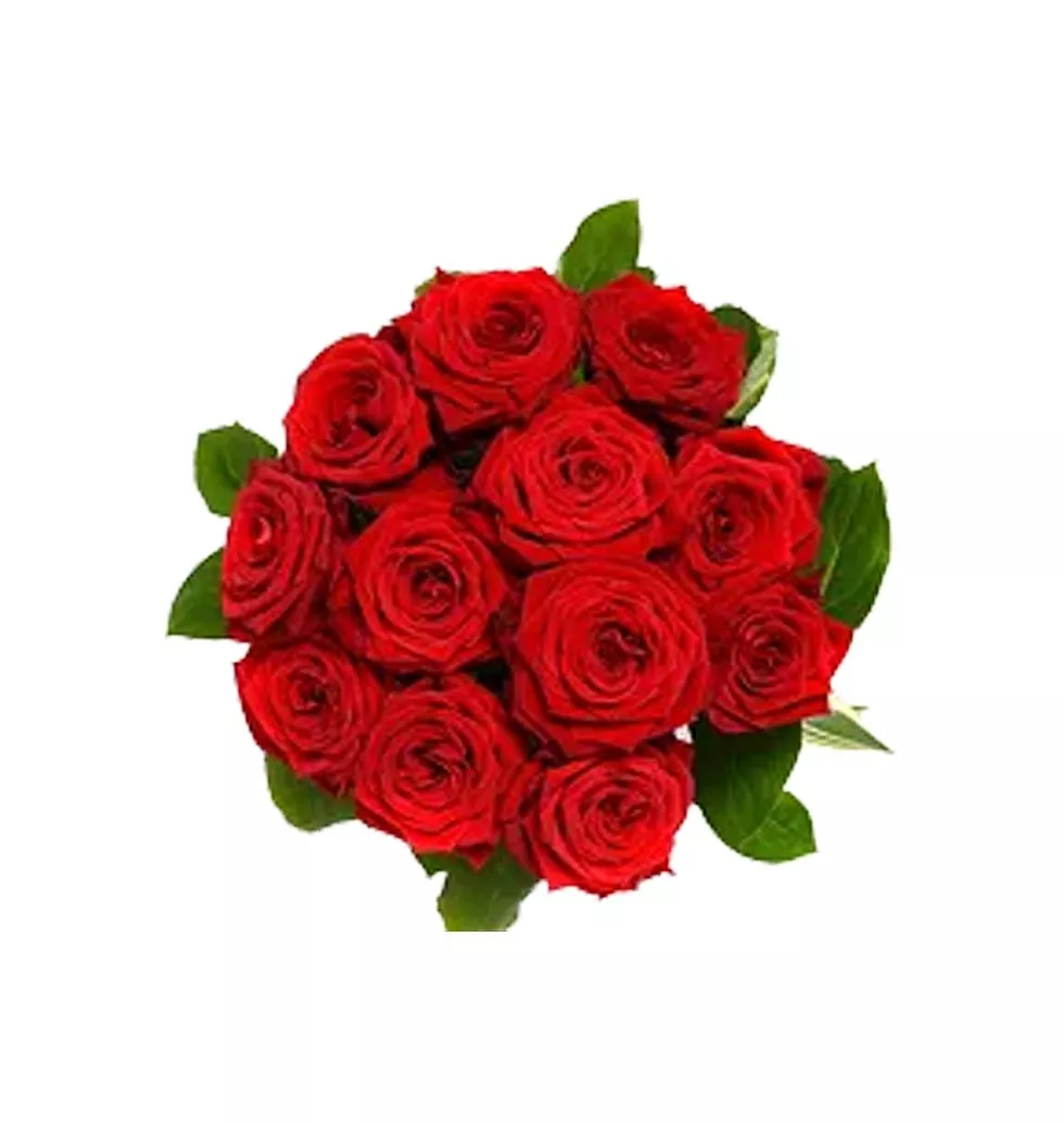 Treasured Love Twelve Red Roses Arrangement and a Free Heart Stick