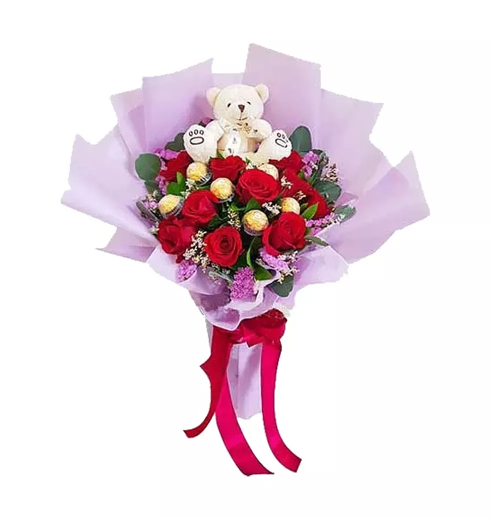 Classic Bouquet of Fantasy Delight with Sweet Teddy