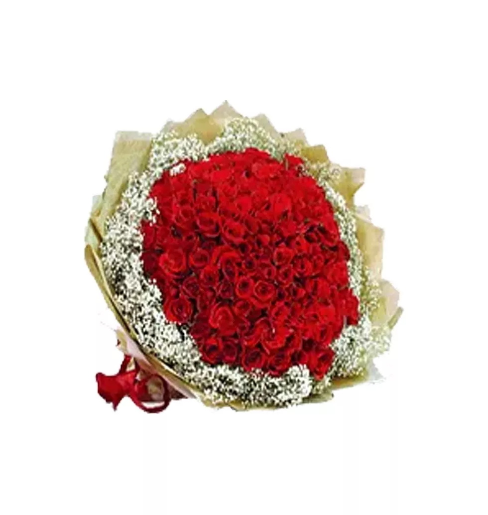 Dazzling Bundle of Fresh 99 Red Roses with Lots of Love