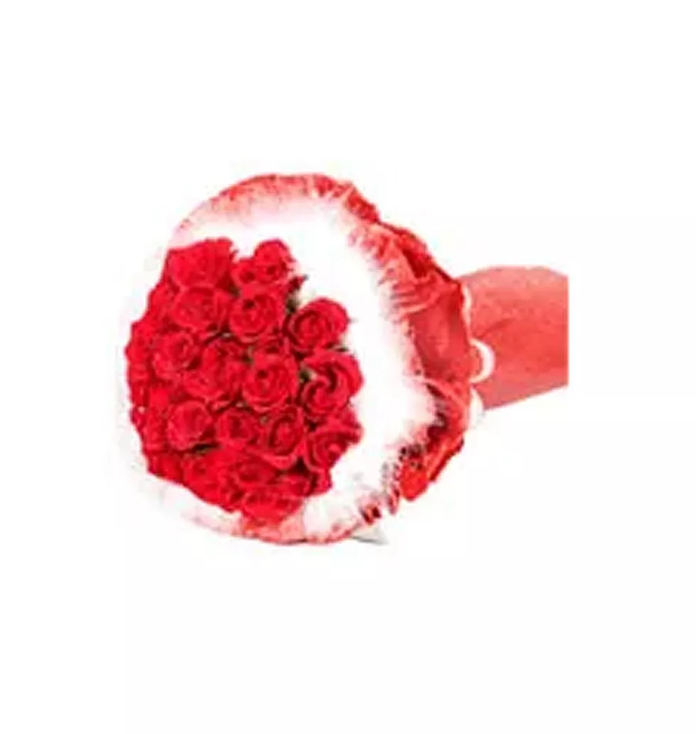 Charming Twenty-Four Long Stemmed Red Rose arranged in Soft Feathers with Love