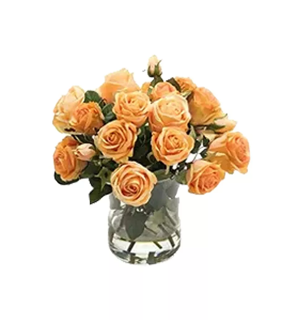 Heavenly Reflections of Love Peach Roses Bouquet