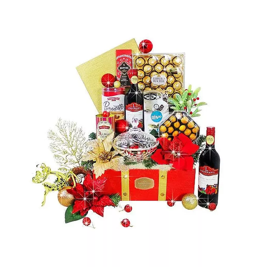 Festive Gift Hamper of Wine And Goodies