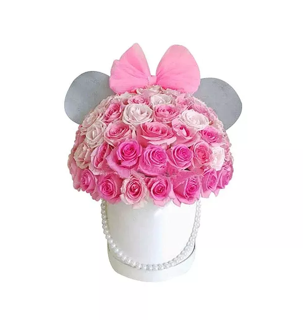 Artistic Minnie Flower Arrangement in a Box