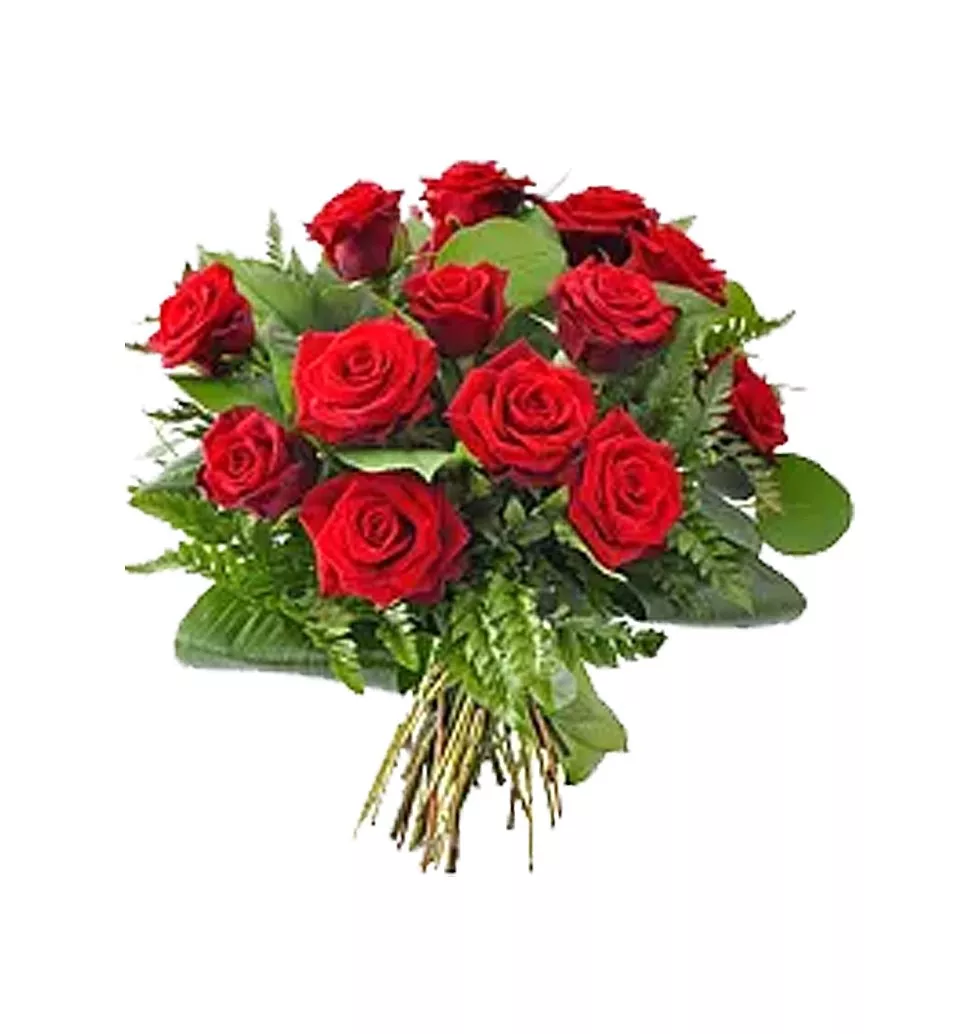 Fabulous Blossoming 12 Red Roses in Basket/Vase