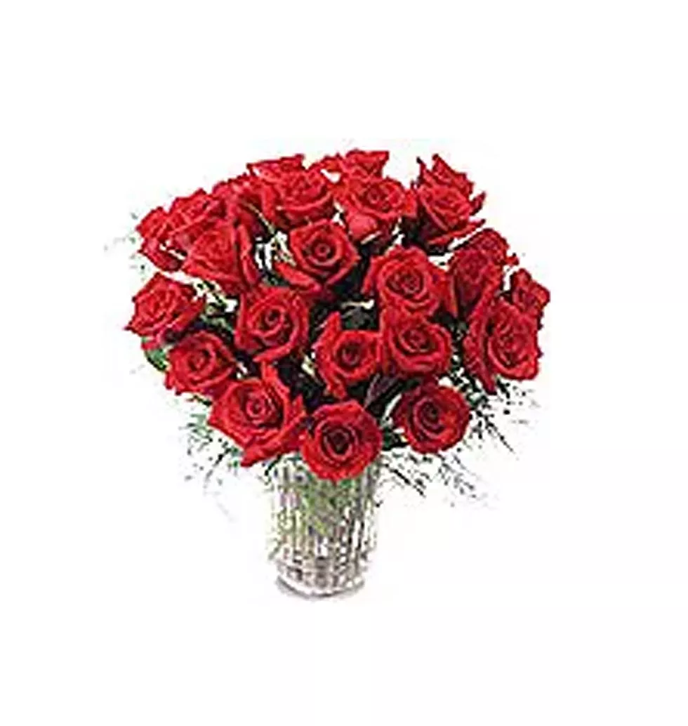 Enchanting 24 Red Roses in Basket/Vase