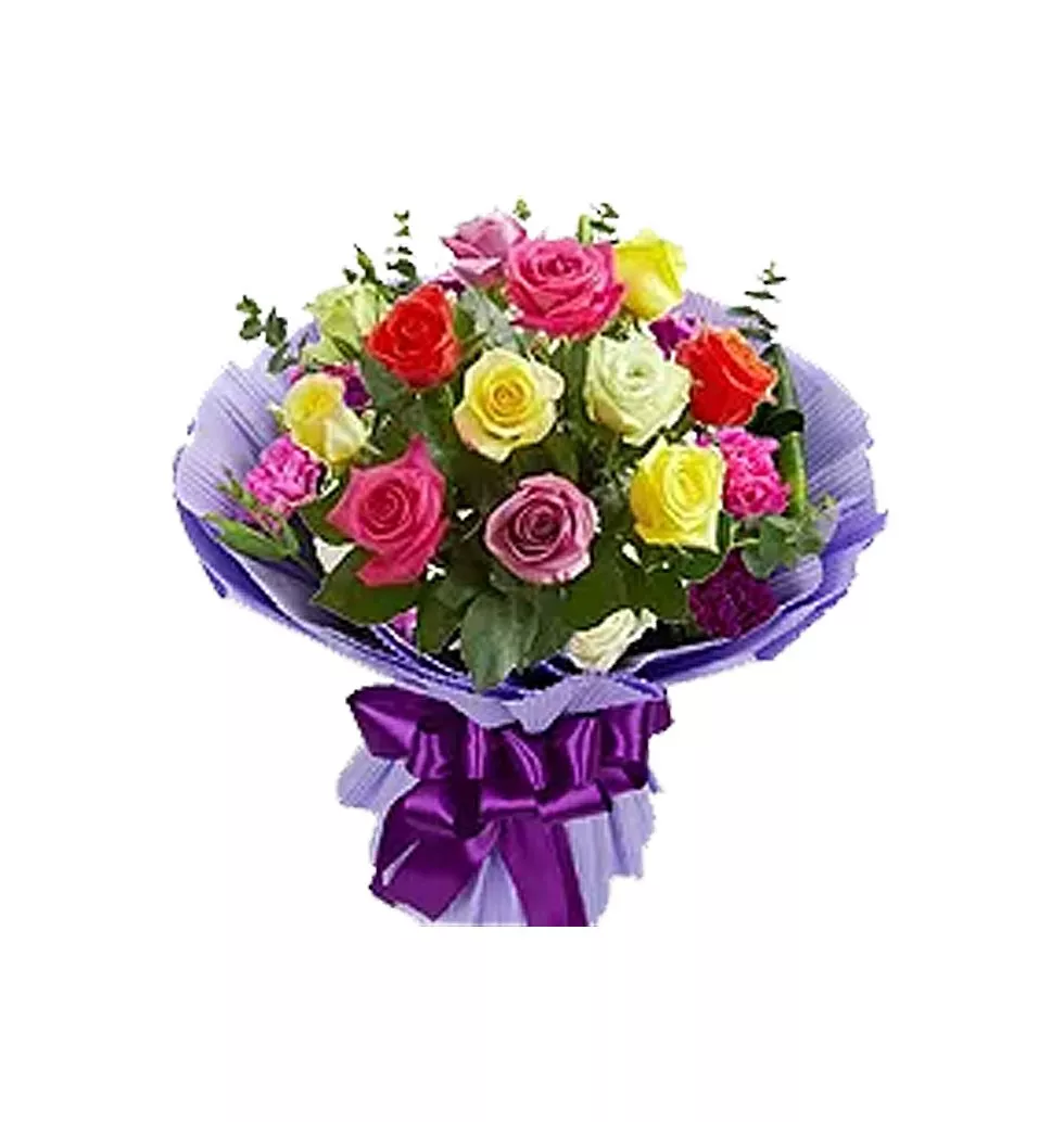 Cherished 12 Mixed Flowers Bouquet in Round Shaped
